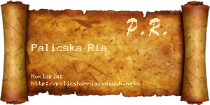 Palicska Ria névjegykártya